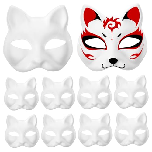 Vaguelly 60 Stk Zellstoff-Blank-Maske Anime-Katzenmasken Dekoration DIY volles Gesicht Fuchs Halbmaske Requisiten halloween masken halloweenmaske Spielzeug Party-Maske bemalbare Maske Weiß von Vaguelly