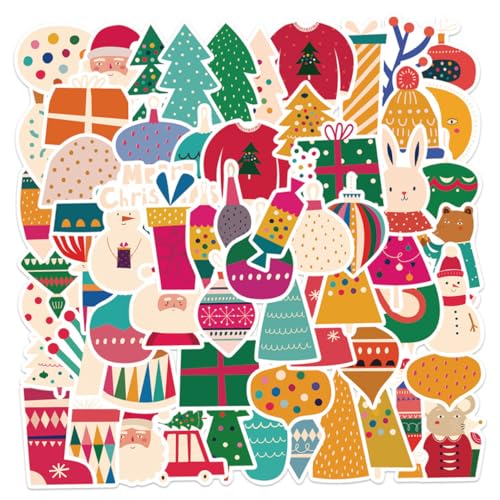 Vaguelly 64 Stück Weihnachtsaufkleber Planeraufkleber Weihnachtsaufkleber Für Wasserflaschen Scrapbooking Washi Aufkleber Weihnachtliche Dekorative Aufkleber Notizbuchaufkleber von Vaguelly