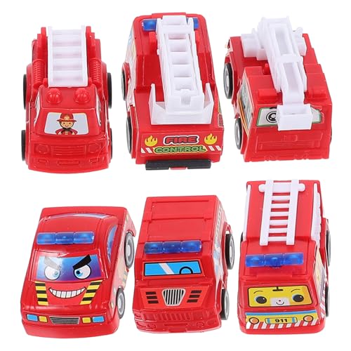 Vaguelly 6er Set Mini Engineering Fahrzeuge Rückziehauto Für Inertiales Fahrzeug Lernspielzeug Für Jungen Und ädchen Feuerwehrwagen Design Spaß Für Kleinkinder von Vaguelly