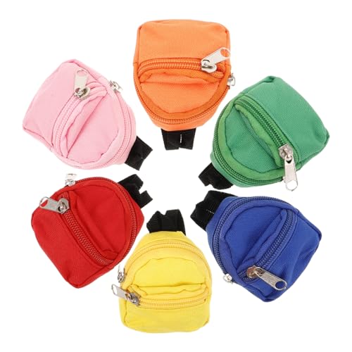 Vaguelly Puppen Rucksack 6 Stücke Mini Rucksack Schlüsselanhänger Spielzeug für Kinder Puppenhaus Zubehör von Vaguelly