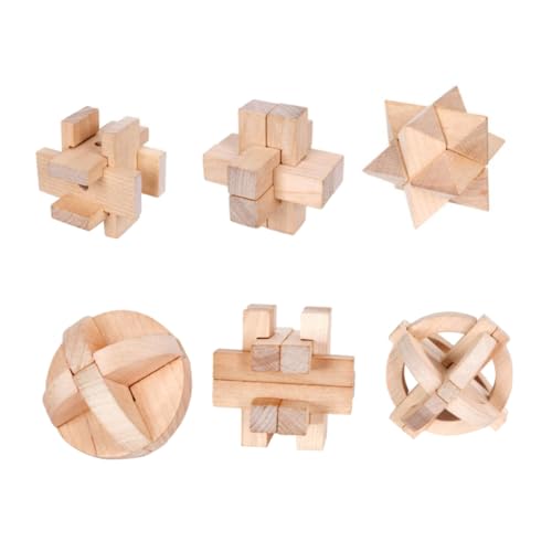 Vaguelly 6st Kongming Schlossspielzeug Puzzlematte Puzzlekleber Kinderspielzeug Kongming-sperre Kongming Schloss Spielspielzeug Freischalten Schlüsselspielzeug Zum Entwirren Holz von Vaguelly