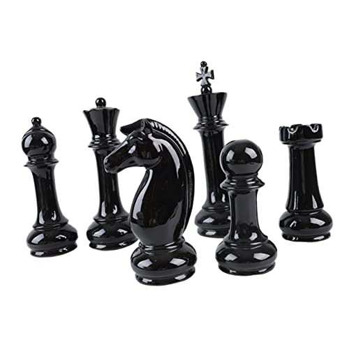 Vaguelly 6st Schach Ornamente Kettendreieck-schachspiel Schwarze Büroeinrichtung Schachdekor Für Den Haushalt Schach-Timer Schwarzes Schach Geschichte Schach Mahjong-Tisch Keramik Black von Vaguelly