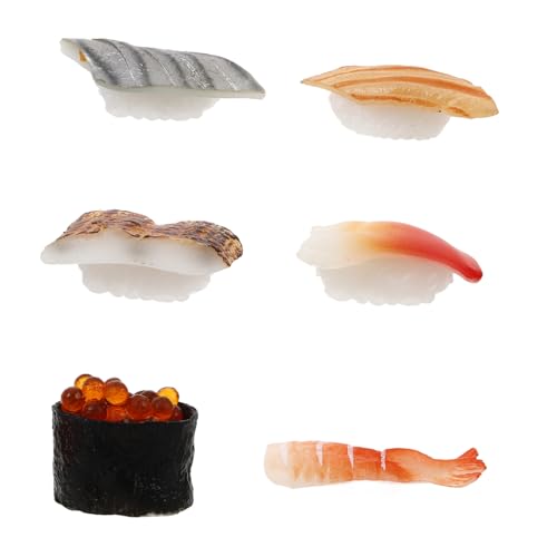 Vaguelly 6st Sushi-Simulation Mini-Food-Spielzeug Simuliertes Sushi-Modell Simuliertes Onigiri Realistisches Essensdekor Lebensechtes Sushi-Modell Simuliertes Sushi-Spielzeug Plastik von Vaguelly