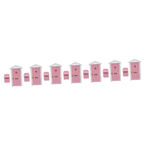 Vaguelly 7 Sets Mini Möbeltür Mini Ornament Mini Hauszubehör Holztür Mini Zubehör Spitztür Modell Mini Hausmöbel Miniatur Spitztür Briefkasten Dekor von Vaguelly