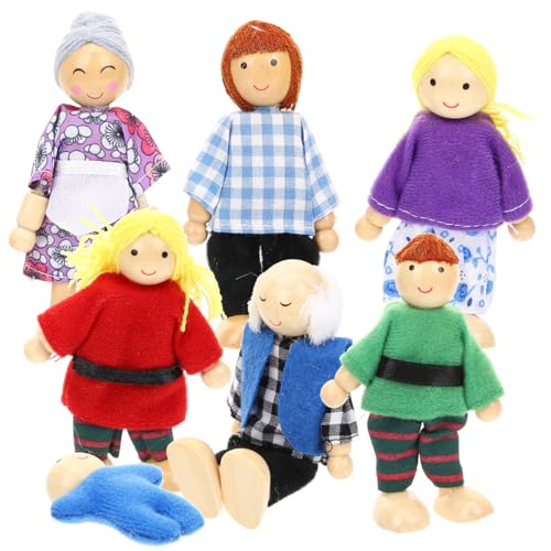 Vaguelly 7 Teiliges Holzpuppen Familienset Bewegliche Miniaturfiguren Für Puppenhaus Zubehör Rollenspiel Für Kleinkinder Und Erwachsene Bunte Kleidung Ideal Für Kreative von Vaguelly