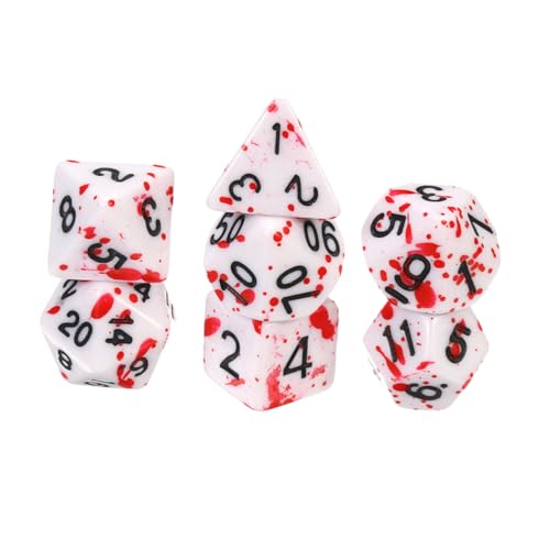 Vaguelly 7St Blut Würfel Halloween Party Halloween Partywürfel Party dice spielwürfel Festival-Party-Würfel 7-seitiger Würfel polyedrische Blutwürfel Festtischwürfel Acryl von Vaguelly