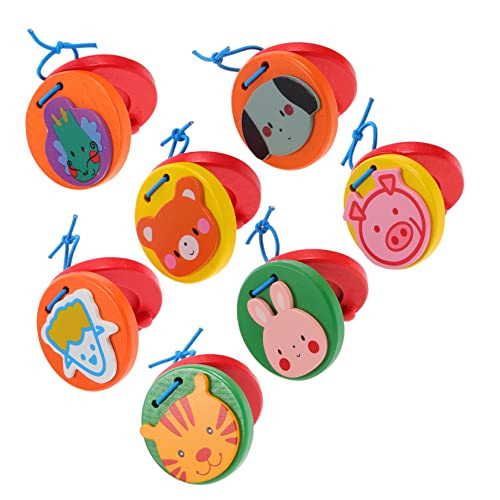 Vaguelly 7st Runde Tierkastagnetten -Instrumente Kastagnetten Für Percussion-kastagnetten Kleinkinderinstrumente Instrument Kastagnetten Kastagnette Holz von Vaguelly