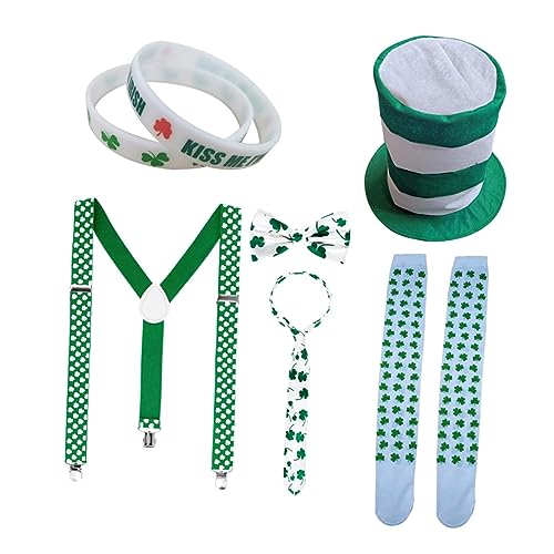 Vaguelly Partyzubehör Zum St. Patrick's Day 7-in-1-set mit Irischem Kostümzubehör Schnurrbart Foto-Requisiten für Erwachsene Jungen und Mädchen von Vaguelly