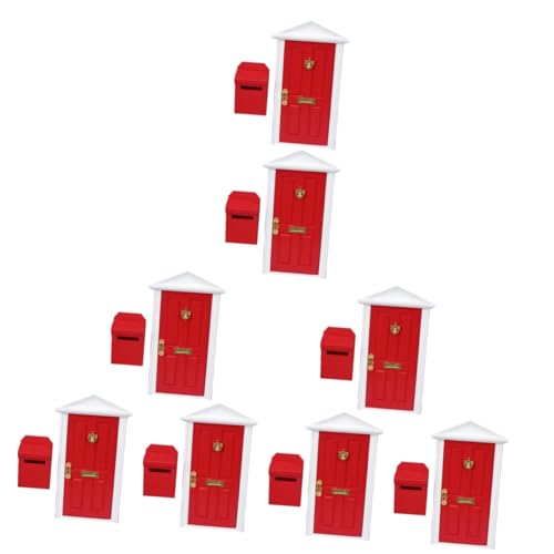 Vaguelly 8 Sets Mini Möbel Tür Miniatur Spielzeug Mini Hausmöbel Mini Briefkasten Vintage Briefkasten Miniaturmöbel Miniatur Briefkasten Modell Holztür Spitztür Modell Mini Tür von Vaguelly