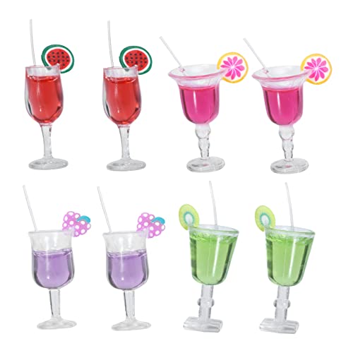 Vaguelly 8st Fruchtcocktail Cocktails Margarita Mini-wasserbecher Wein Miniatur-Cocktail-Ornament Simulationscocktailmodelle Mini-hausschmuck Mini-hausversorgung Mini-hausbedarf Harz von Vaguelly