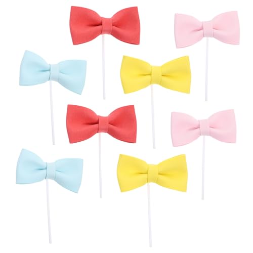 Vaguelly 8st Kuchendekoration Tortenhochzeits-topper Schleifen-kuchendekor Cupcake Topper Zum Geburtstag Kuchen-bowknot-topper Bowknot-cupcake-topper Kuchen Picks Babykuchen Schaum von Vaguelly