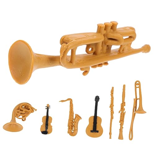 Vaguelly 8st Musikinstrument-Set-Modell Musikalische Skulptur Dekorative Instrumente Horn-Trompeten-Statue Figuren Aus Musikinstrumenten Spielzeug Für Musikinstrumente Büroschmuck PVC Brown von Vaguelly