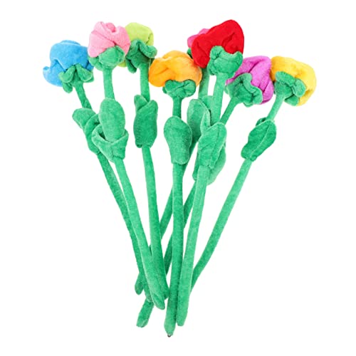 Vaguelly 8st Plüschrose Neon Künstlich Plüschblumenspielzeug Kinderwagen Plüschblüten Plüschblumenkinder Plüsch-rosenzweig Tiere Gefüllte Rosenblumenspielzeug Gefüllt Mit Daunenwatte von Vaguelly