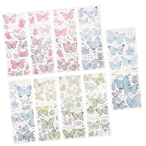 Vaguelly 9 Blätter Planer-Aufkleber Scrapbook-Aufkleber Dekorative Aufkleber Schmetterlingsaufkleber Für Scrapbooking Bastelaufkleber Aufkleber Für Wasserflaschen DIY-Aufkleber Das Haustier von Vaguelly