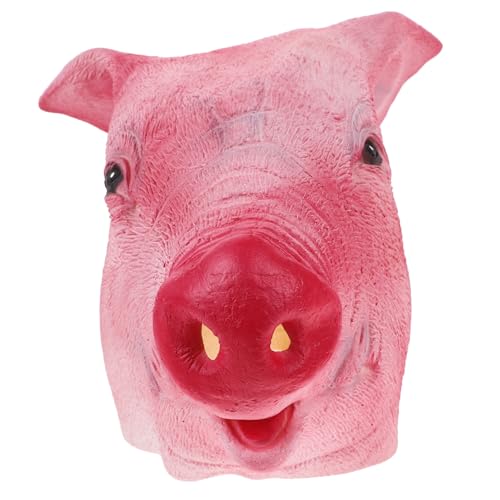 Vaguelly Anziehmaske Horror-maske Halloween-kostüm Halloween Gruselig Schweinchen Tierische Halbmaske Tiergesicht Kostüm Halloween-foto-requisiten Cosplay-kostüm Schweinekopfmaske Rosa von Vaguelly