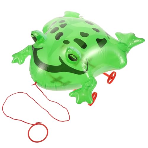 Vaguelly Aufblasbares Froschspielzeug Aufblasbares Tierhaustier Mit Schnur Realistischer Froschballon Kinderfrosch-Ziehspielzeug Mit Laufrad Für Geburtstagsparty-Geschenkartikel von Vaguelly