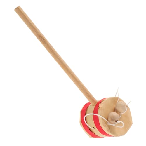 Vaguelly Bambusrassel kindertrommel babyspielzeug Pädagogisches Holzspielzeug trommel Handgemachtes rotierendes Trommelspielzeug Percussion-Drum-Instrumente Beige von Vaguelly