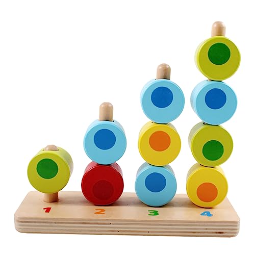 Vaguelly Blöcke Spielzeug Geometrische Säulentafel Holzkonstruktion Bausteine ​​zur Farbabstimmung Kinderzubehör Frühpädagogisches Matching-Puzzle Farbbausteine ​​Formen Hölzern Colorful von Vaguelly