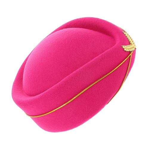 Vaguelly Damen Stewardess Hut aus Weichem Kunstwollstoff Eleganter Air Hostess Cap für Cosplay Bühnenauftritte und Partyzubehör in Tiefem Vaguelly Damen Stewardess Hut aus Weichem Kunstwollstoff Eleganter Air Hostess Cap für Cosplay Bühnenauftritte und Partyzubehör in Tiefem von Vaguelly