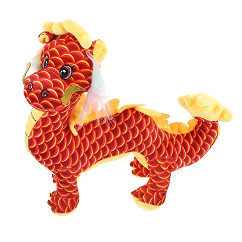 Vaguelly Drachen-Kuscheltiere Drachen Kuscheltier wohnungsdeko Plüsch Drachenfigur hausdeko Stofftierpuppe Plüschdrache Drachen-Plüschtier Chinesisches Neujahrspuppenspielzeug rot von Vaguelly