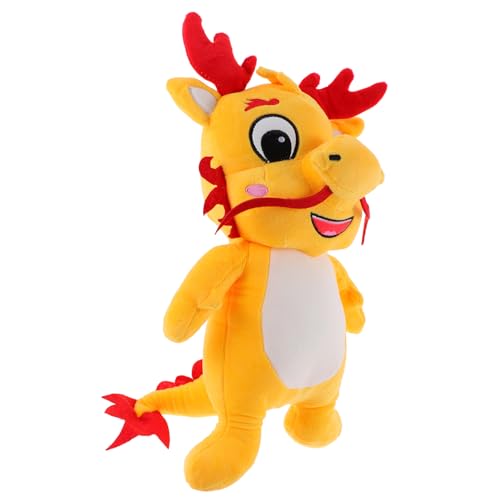 Vaguelly Drachen Plüschtier Drache Gefülltes Puppenspielzeug Ausgestopfter Drache Drachenpuppe Plüschpuppe Drachen-plüschtier Chinesischer Drache Plüsch Kinder Stofftier Pp Baumwolle Yellow von Vaguelly