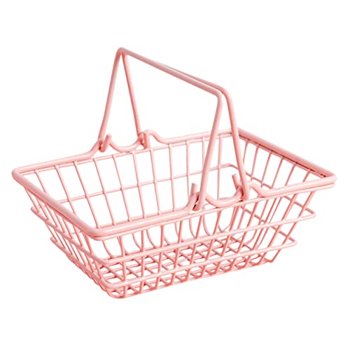 Vaguelly Einkaufskorb Warenkorb Für Spielzeugwagen Aus Metall Möbel Für Babypuppen Mini-supermarkt-handwagen Spielen Mädchen Kleiner Korb Minimarkt Kinderwagen Kleinkind Miniatur Rosa Eisen von Vaguelly