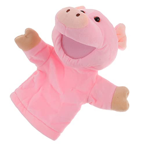 Vaguelly Früherziehung Handpuppe Schweinepuppenspielzeug Cartoon-Handpuppe interaktives Spielzeug kreativität Pig Tierische Fingerpuppen -Trainingspuppe große Größe Plüschtier Kleinkind von Vaguelly