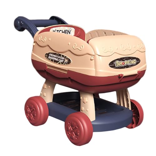 Vaguelly Grillwagen für die Küche Kinder spielset Kinder einkaufswagen Kinder-Einkaufswagen kinderküche Kitchen küchenutensilien Kinder Kinderkochgeschirr Kinder küche Spielzeug pp rot von Vaguelly