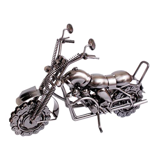 Vaguelly Großes Motorradmodell Aus Kreative Metallkunst Für Moderne Wohnkultur Silbergrau Detaillierte Motorradskulptur Als Dekoration Für Zuhause von Vaguelly