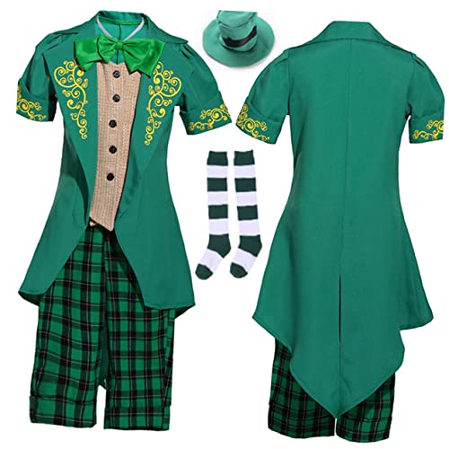 Vaguelly Halloween Kinderkostüm Kostüme Kinderkleid Kinderkleid Kinderkleidung Koboldkostüm Koboldhut Hosenanzug St Patricks Kostüm Outfit Schicke Kleidung Grün von Vaguelly