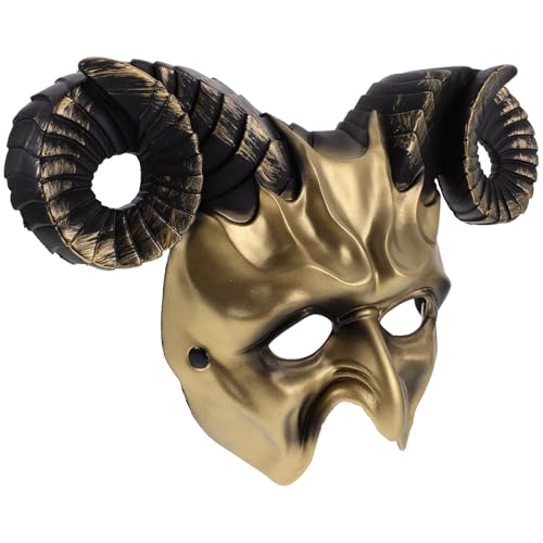 Vaguelly Halloween Ochse Widder Hörner Maske Teufel Ziege Schädel Maske Monster Maskerade Masken Gruselige Tier Cosplay Masken Venezianische Kopfmasken Für Halloween Kostüm Party Zubehör von Vaguelly