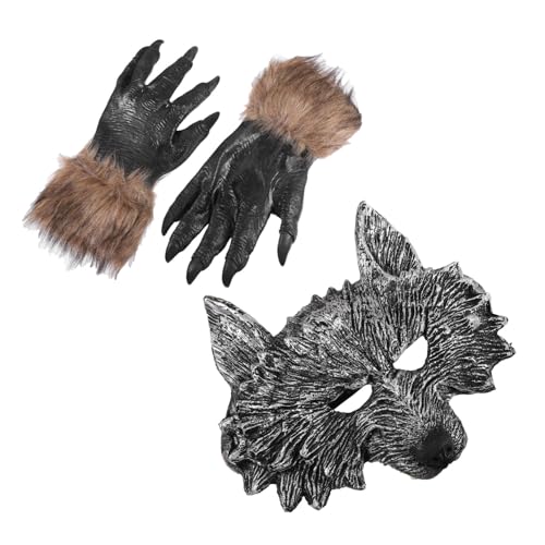 Vaguelly Halloween Werwolf Masken und Handschuh Langlebige Masquerade Maske mit Pelzigen Handschuhen Unisex Kostümzubehör für Party Cosplay Tanz und Halloween Events Vaguelly Halloween Werwolf Masken und Handschuh Langlebige Masquerade Maske mit Pelzigen Handschuhen Unisex Kostümzubehör für Party Cosplay Tanz und Halloween Events von Vaguelly