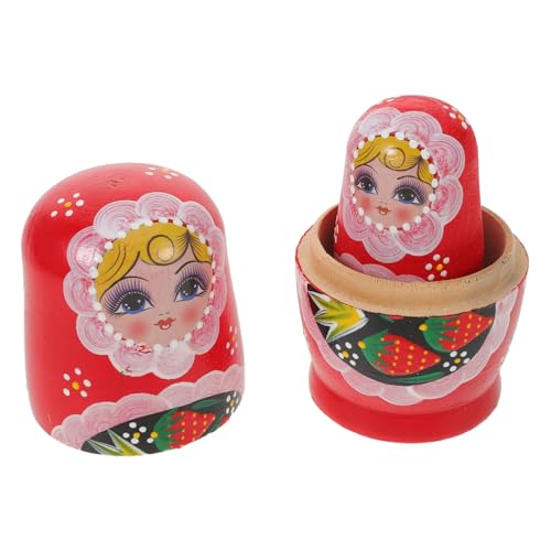 Vaguelly Handgefertigtes Holz Matroschka Set Bunte Handbemalte Russische Nesting Puppen mit Erdbeer-Motiv Langlebige Stapelspielzeuge für Kinderzimmer und Festliche Wohnkultur Vaguelly Handgefertigtes Holz Matroschka Set Bunte Handbemalte Russische Nesting Puppen mit Erdbeer-Motiv Langlebige Stapelspielzeuge für Kinderzimmer und Festliche Wohnkultur von Vaguelly
