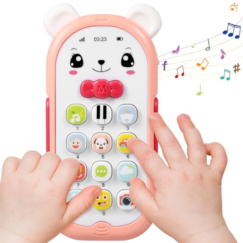 Vaguelly Handyspielzeug für Teething Toys Handy Babys Mädchen Instrument Babyphone 6 bis 12 Monate Telefonspielzeug für Abs Rosa von Vaguelly