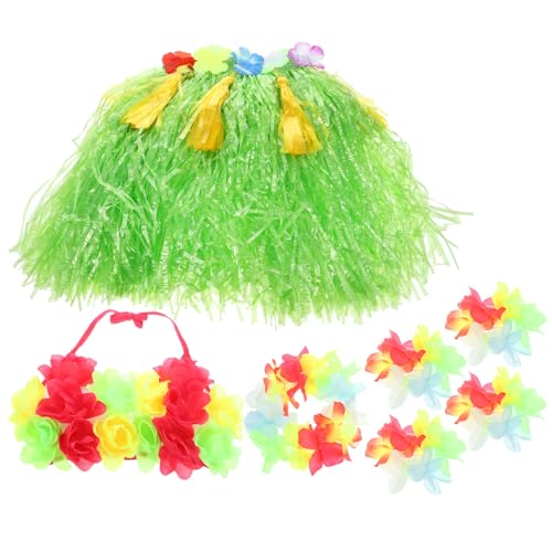 Vaguelly Hawaiian Hula Grasrock Set Für 8 Teiliges Kostü Für Tropische Hula Tänze Perfekte Sommer Party Accessoires von Vaguelly