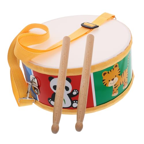 Vaguelly Hölzerne Kleinkindtrommel Set Cartoon Tiermarsching Snare Trommel Mit Verstellbarem Riemen Und Drum Sticks Percussion Instrument von Vaguelly