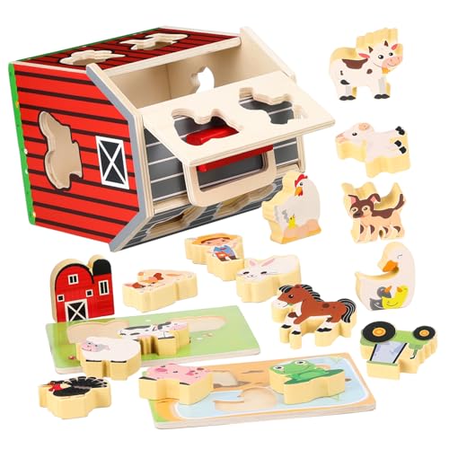 Vaguelly Holzbauernhof Spielset mit Tierfiguren Montessori Lernspielzeug für Jahre Fördert Hand-Auge-koordination Sprache und Soziale Fähigkeiten Pädagogisches Junge Mädchen Vaguelly Holzbauernhof Spielset mit Tierfiguren Montessori Lernspielzeug für Jahre Fördert Hand-Auge-koordination Sprache und Soziale Fähigkeiten Pädagogisches Junge Mädchen von Vaguelly