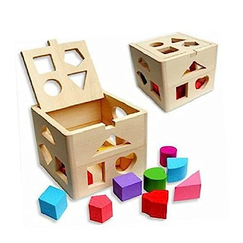 Vaguelly Holzbausteine Set Für Geometrisches Für Kleinkinder Lernspielzeug Für Jungen Und ädchen Pädagogische Holzbausteine Für Kreatives Und Formenlernen von Vaguelly