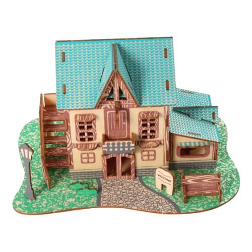 Vaguelly Holzhaus Puzzle- aus Holz -Puzzle- pädagogisches Holzpuzzle Blue von Vaguelly