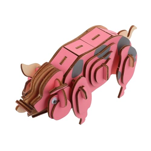 Vaguelly Holzpuzzle Welpenpuzzle Schreibtisch Ausstellungsmodellbausätze Schweinebausätze Holztiermodelle Schweinemodellpuzzle Pädagogisches Schweinepuzzle Tierförmiges Puzzle von Vaguelly