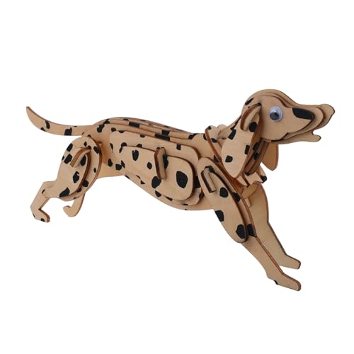 Vaguelly Holzpuzzle Welpenspielzeug Puzzles 3D Holz Denkspiel Stem Puzzle Kit Dalmatiner Modellbausatz Tierfigur Gekritzel Hundestatue Hundepuzzle Tiermodell Puzzle von Vaguelly