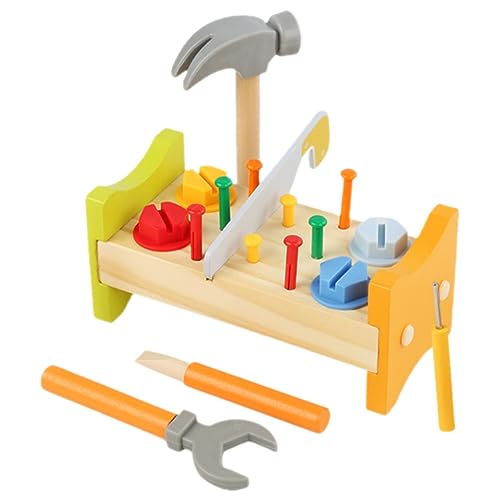 Vaguelly Baby Werkzeug Holzspielzeug Für Kleinkinder 1 Set Pounding Peg Werkbank Mit Hammer Montessori Lernspielzeug Zur Der Motorik Ideales Für Babys Und Kleinkinder Kinder Werkzeug Set von Vaguelly