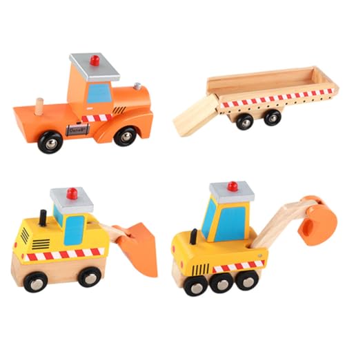 Vaguelly Mini-Bagger-Spielzeug Für Jungen Und Mädchen Technisches Fahrzeug-Spielzeug Aus Holz Lustiges Lernspielzeug Für Kinder Pädagogisches Auto-Spielzeug-Set von Vaguelly