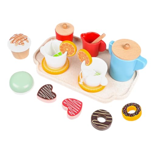 Vaguelly Teeservice Kinder Holzspielzeug Nachmittagstee Set Für 1 Set Mit Simulierten Desserts Kuchen Und Keksen Ideales Rollenspielzeug Für Kinderküche Perfekt Für Teepartys Und Kreative Spielstunden von Vaguelly