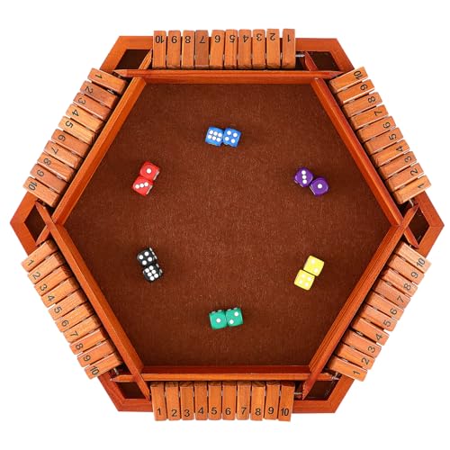 Vaguelly Holzwürfelspiel „Shut The Box“ Für 1–6 Spieler Upgrade-Tischbrettspiel Mit 12 Würfeln Für Kinder Erwachsene Familien Klassiker Tragbares Klassenzimmer Zuhause Party Pub von Vaguelly