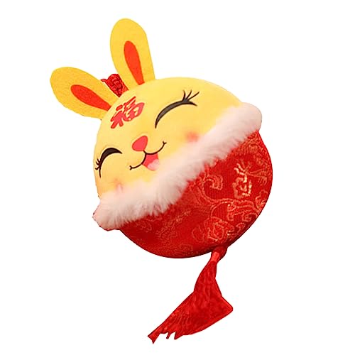 Vaguelly Kaninchen-Anhänger Plüschtier Hase-Maskottchen-Puppe Plüschpuppe Hasen Kuscheltier Hasen anhänger Kaninchen-Maskottchen-Puppe chinesische neujahrskaninchenpuppe PP Baumwolle Yellow von Vaguelly