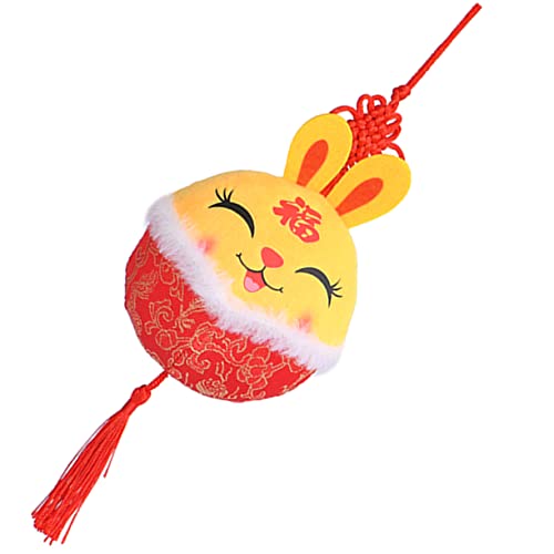 Vaguelly Kaninchen-Anhänger Tierkreiszeichen Autodekoration Stoffhase Plüschtier Chinese New Year Rabbit Hasen Kuscheltier Kaninchen-Puppen-Anhänger ausgestopfter Hase PP Baumwolle Yellow von Vaguelly