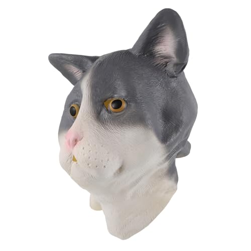 Vaguelly Katze Kopfbedeckung Katzen-halloween-kostüm Halloween-maske Lustige Masken Für Erwachsene Partyzubehör Für Katzen Realistische Maske Weiße Katzenmaske Gruselige Maske Emulsion von Vaguelly