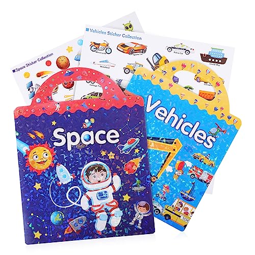 Vaguelly Kinder Aufkleber Bauernhof-Stickerbücher Meerestieraufkleber stickerheft Kinder stickerbücher für Kinder Raumschiff Aufkleberbücher für Kleinkinder Aufkleber-Aktivitätsbuch Papier von Vaguelly