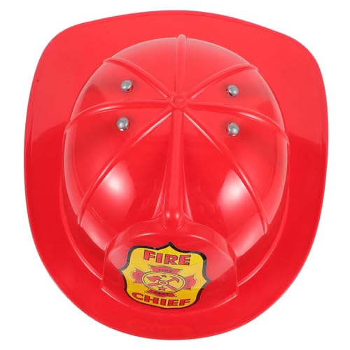 Vaguelly Kinder Feuerwehrhelm Plastik feuerhelm Feuerwehrmann Cosplay Hats Fire Chief Kostüm Hat Hut Feuerwehrkämpfer Harthelm für Kinder Kleid Party Accessoires rot von Vaguelly